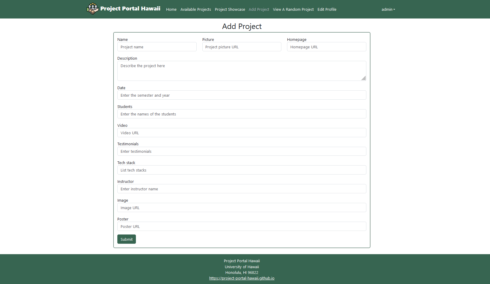 add project page